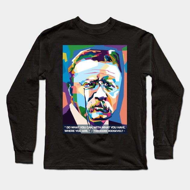Abstract Popart T.Roosevelt in WPAP Long Sleeve T-Shirt by smd90